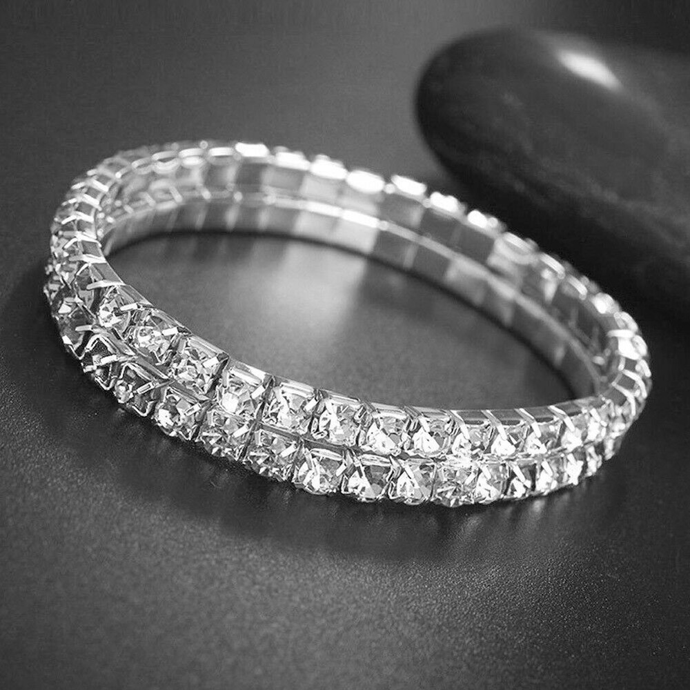 Stretchable rhinestone ankle bracelet  CZ sparkle - Picture 4 of 6